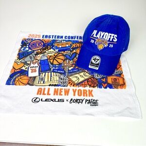 New York Knicks 47 Brand 2025 Playoffs clean Up Hat & Promotional Towel